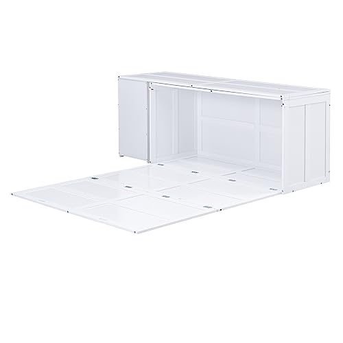 Merax Queen Size Murphy Bed with Rotable Desk, Space-Saving Design Wall Cabinet Bed Frame with Storage Shelves for Bedroom and Guest Room
