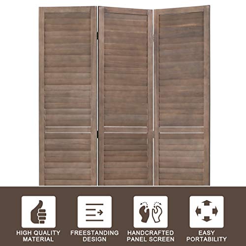 Room Divider 6 Panel Wood Privacy Screen Folding Partition Wall Room Dividers Freestanding White 5.57 FT Tall Divider for Room Separation