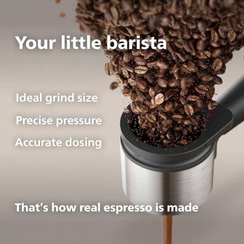 Philips Baristina Espresso Machine, Grind, Tamp & Brew Coffee Beans in One Swipe, Compact, 16 Bar Pump Pressure, Automatic Grinder