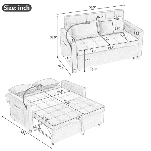 Merax 3 in 1 Convertible Sleeper Sofa Bed