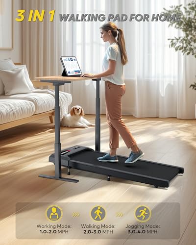 Walking Pad with Incline, Walking Pad Treadmill 300lb Capacity, Under Desk Treadmill Works with KINOMAP WELLFIT