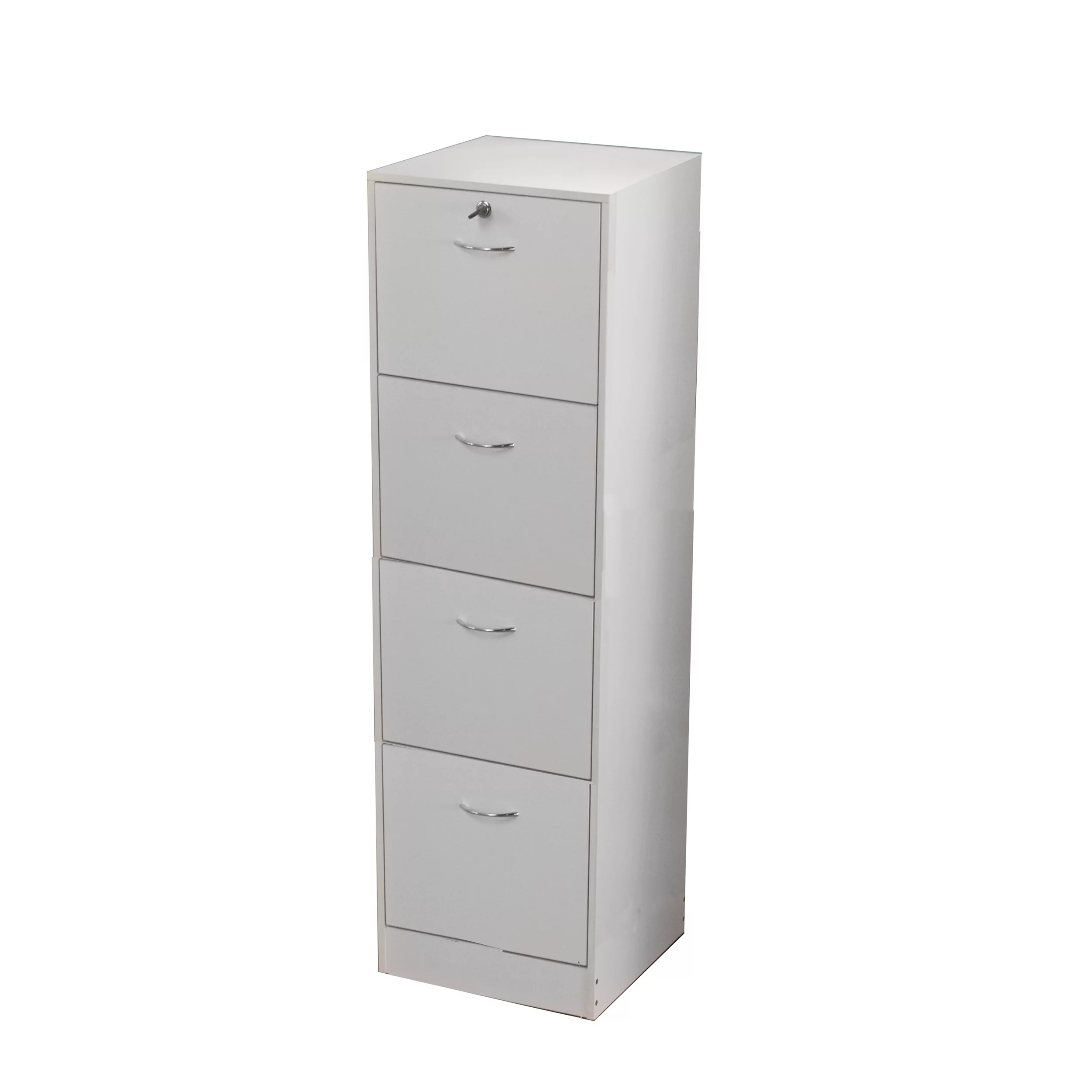 Wilson 4 Drawer Wood Vertical Lockable Filing Cabinet, White - Radiant Selections
