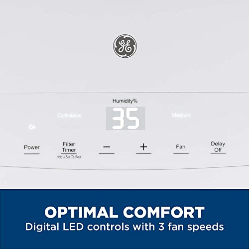 GE Energy Star Portable Dehumidifier 35 Pint, Perfect for Bedroom, Basement & Garage or Rooms up to 3000 Sq Ft, Ideal for High Humidity Areas