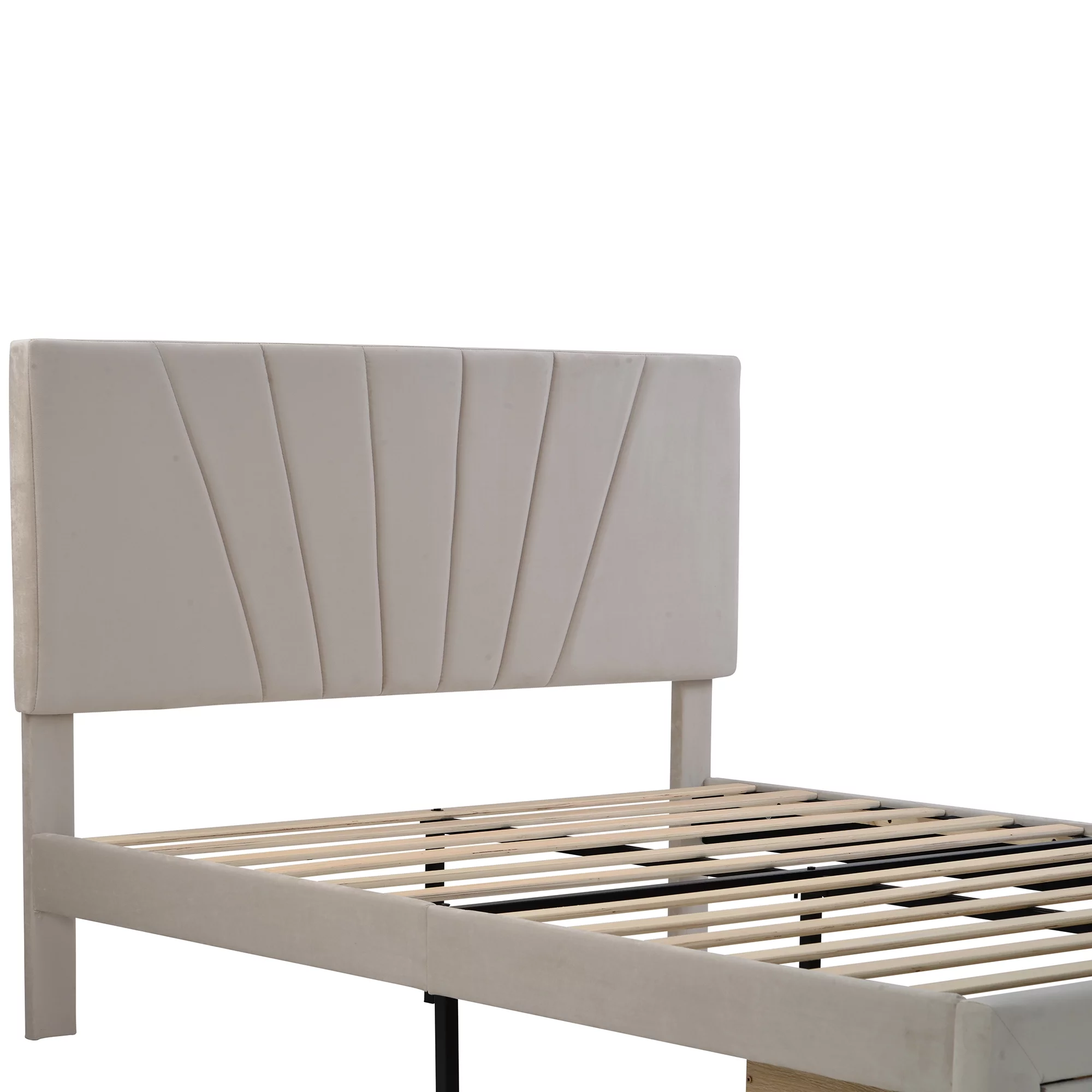 Queen Size Velvet Upholstered Platform Bed