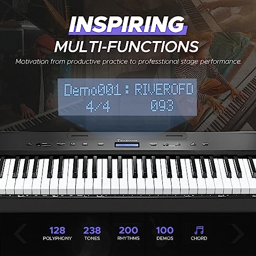 Starfavor 88 Key Full-Weighted Digital Piano, Electric Piano Keyboard for Beginner, Dual 30W Speakers, Graded Hammer Action 88 Keys, Triple Pedal
