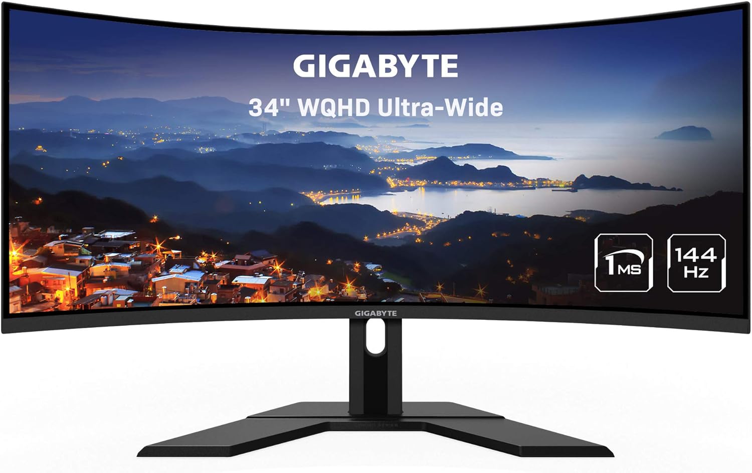 GIGABYTE G34WQC 34" 144Hz Ultra-Wide Curved Gaming Monitor, 3440 x 1440 VA 1500R Display, 1ms (MPRT) Response Time, 90% DCI-P3, VESA Display HDR400