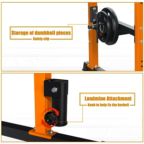 Bongkim Power Rack, Rack Cage for Weight Training, Adjustable Squat Stand Rack for Home Gym Equipment, Lifting Cage with 660lb Capacity