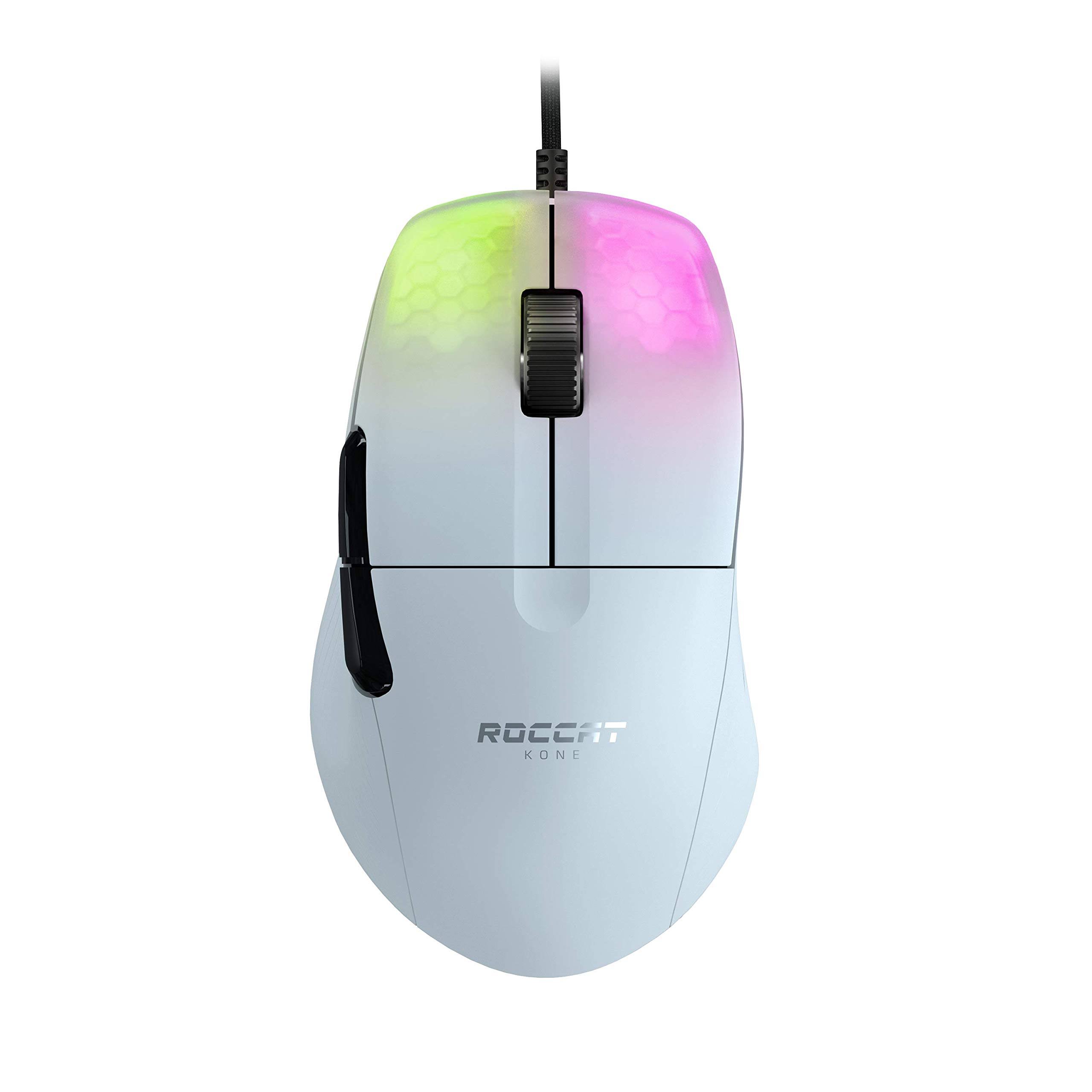 Roccat - Kone Pro Wired Ultralight 19K dpi Optical Gaming Mouse with RGB Lighting White - Arctic White