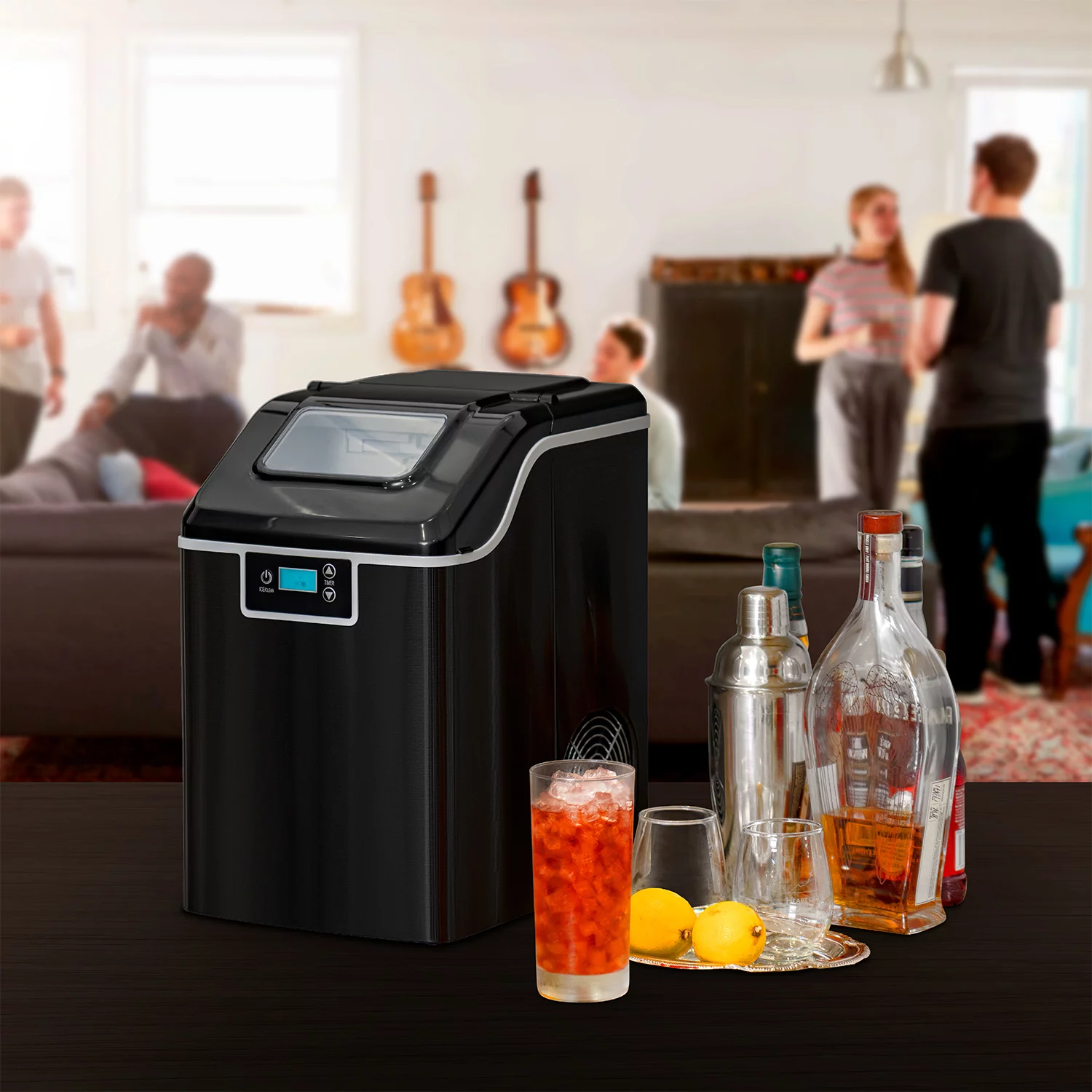 Deco Chef 44LB Countertop Ice Maker, 2.6LB Auto-Renew Basket 1.8LB per Hour, Black