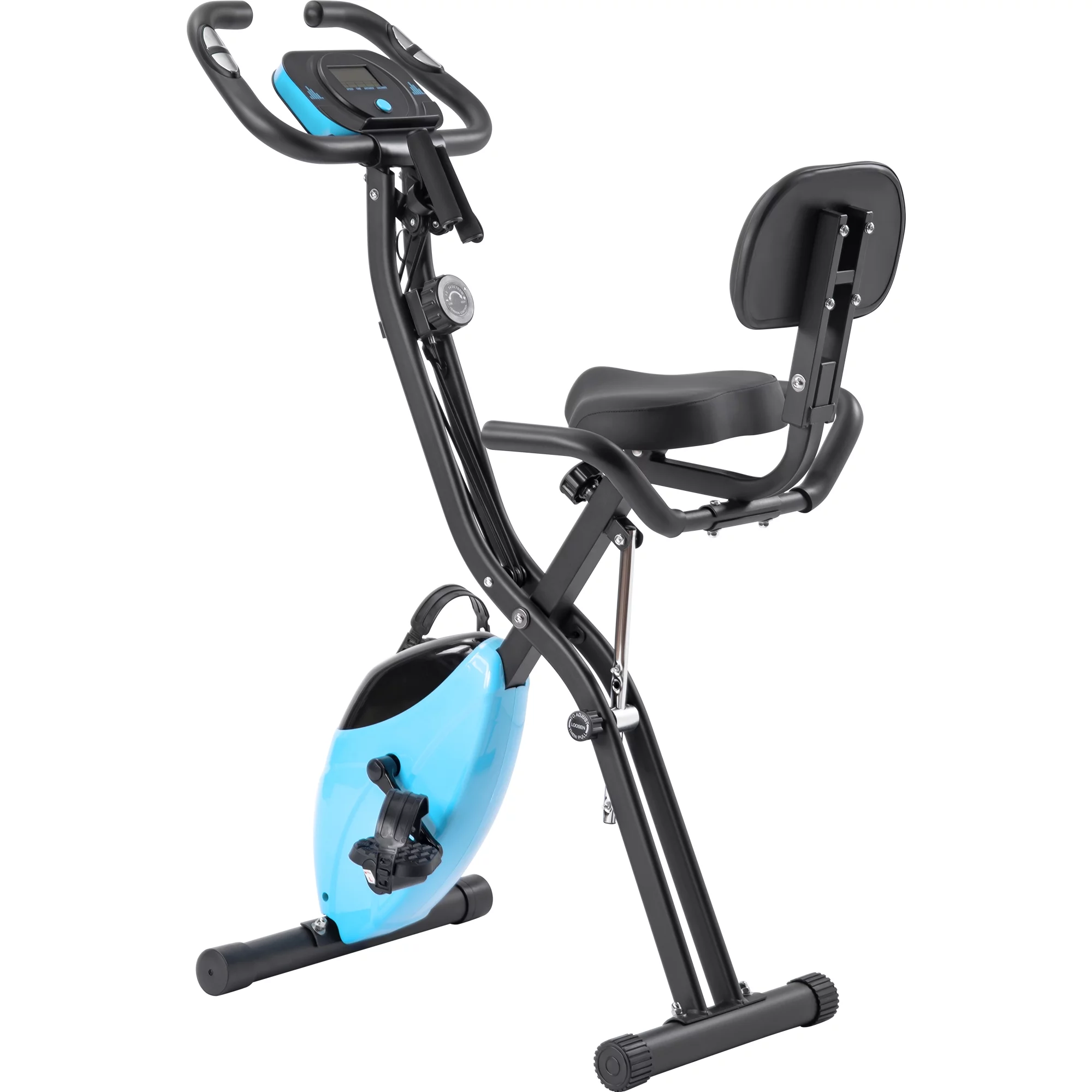 Folding Exercise Bike with Arm Workout, Recumbent Exercise Bike, Fitness Upright and Recumbent X-Bike with 10-Level Adjustable Resistance