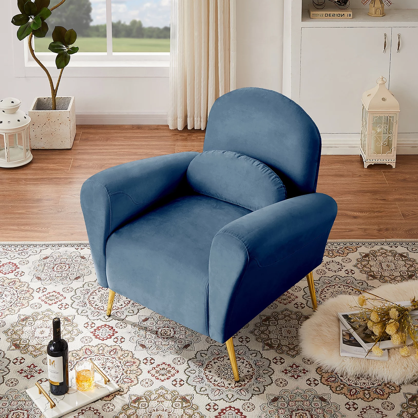 Jayseem Modern Wooden Leg Armless Living Room Chair