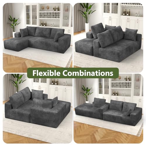 108" Modular Sectional Sofa with L-Shape Chaise, Upholstered Couches for Living Room with Deep Seat, No Assembly Required