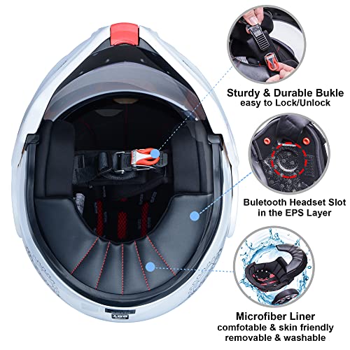 BEON Full Face Motorcycle Helmet DOT Approved, 180° Reversible Chin Guard Modular Pilot Helmet with Anti-Fog Dual Visors for Adult Men Women (S-XXL)