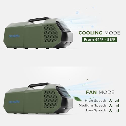 DENBIG Tent Air Conditioner for Camping Outdoors, 1,500 BTU Portable Air Conditioner with Fan Mode for Truck Van, Windowless and Dual Hoses