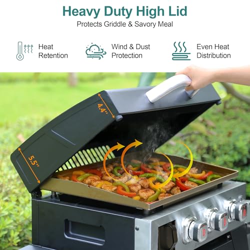 Brand-Man Griddle Grill Combo 6-Burner, 2 in 1 Versatile Propane Gas Grill and Griddle with Double Stainless Steel Lids