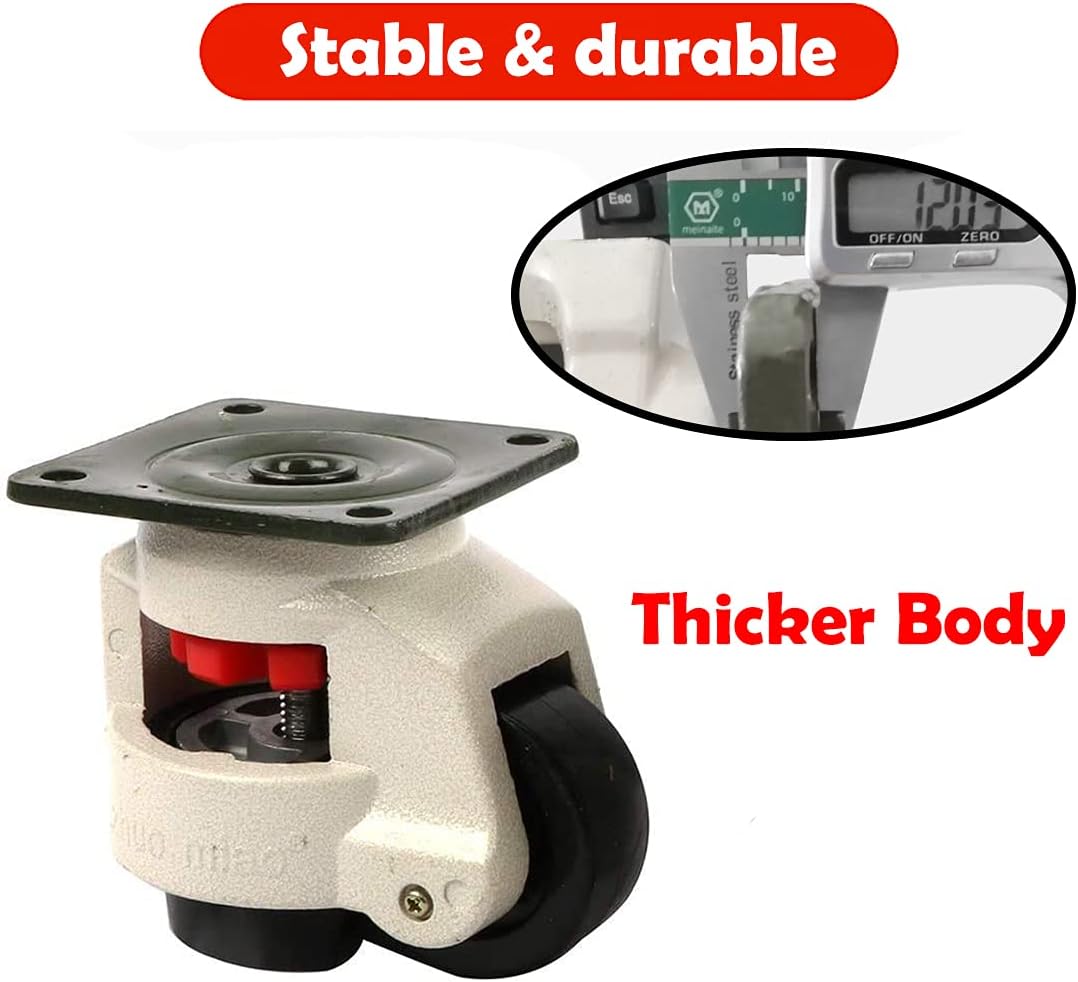Nisorpa 4 Pack Leveling Casters Set Retractable Workbench Lifting Caster Wheels Steel Plate Mounted Stem Castors GD-80F Footmaster Horizontal Support