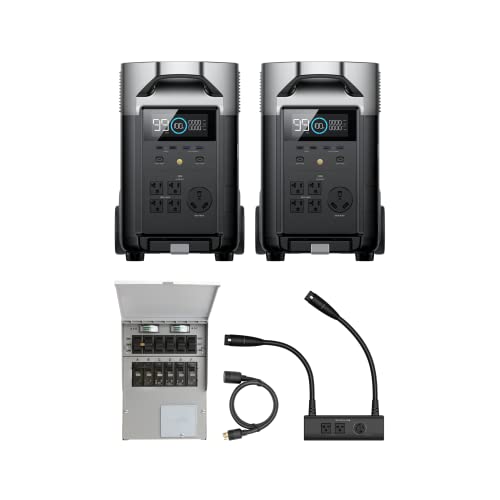 EF ECOFLOW 8000Wh Home Battery Backup: 2 DELTA Pro 3 with 50 Amp Hub, 120/240V 8000W AC Output, Solar Generator for Home Use, Camping Accessories