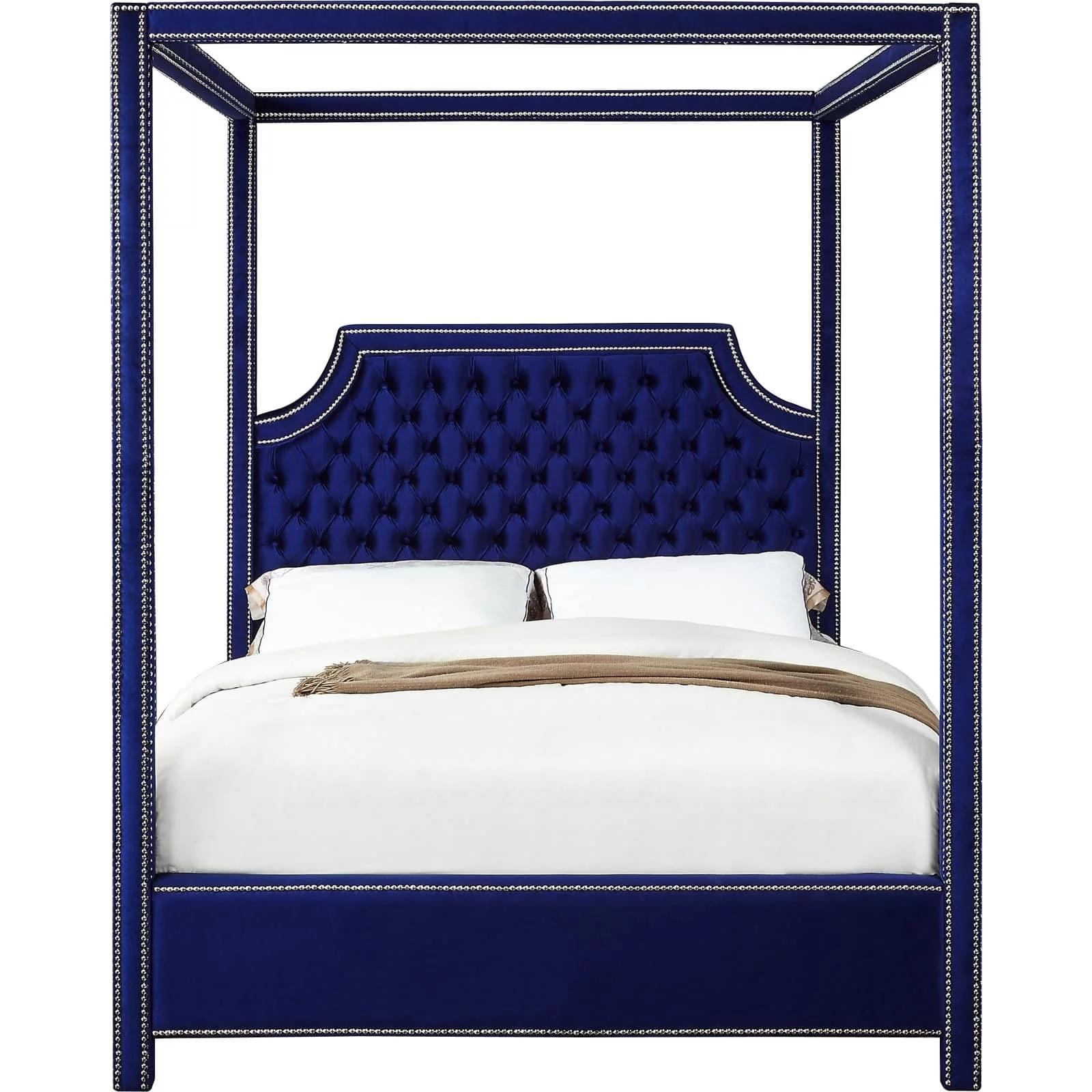 Meridian Furniture Inc Rowan Tufted Canopy Bed with Nailhead Trim