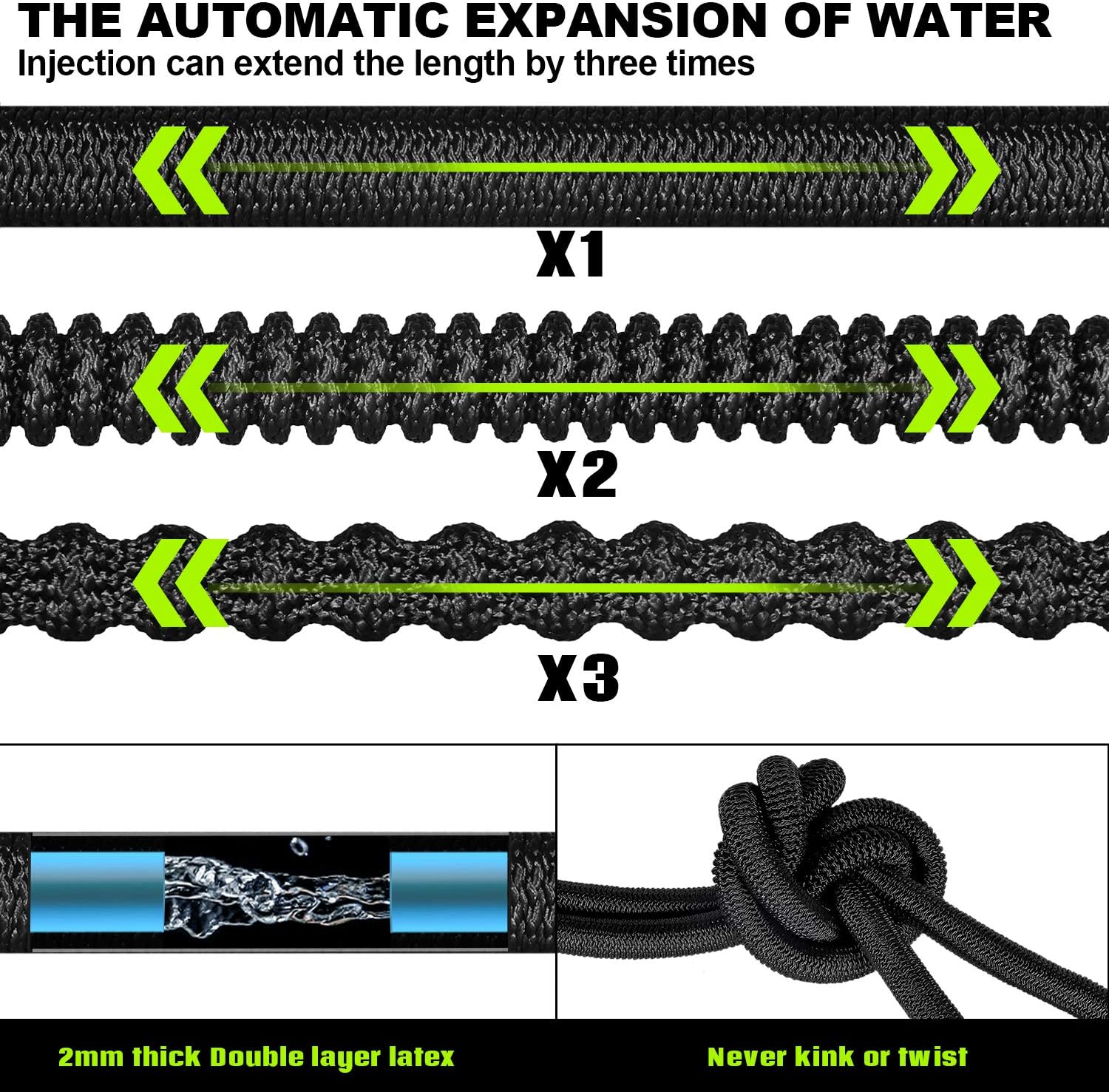 ESOHOSE Expandable Garden Hose 100FT, Water Hose For Lawns And Pet Care, 100 Foot Collapsible Hose, Outdoor Hoses That Shrink, Hoses For Yard (100)