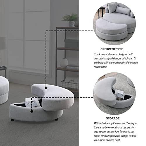 51.5-Inch Oversized Swivel Accent Barrel Chair with Storage Ottoman ,Button Decor and 4 Pillows