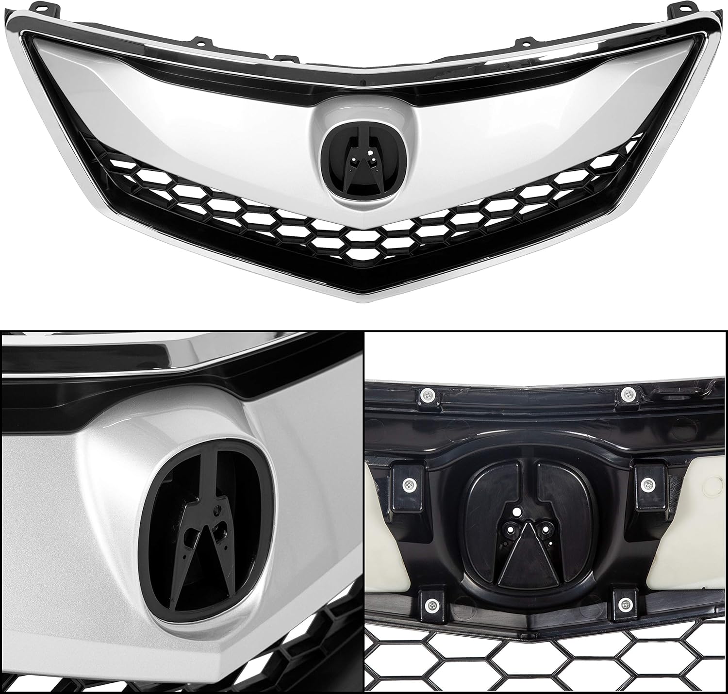 HECASA Front Grille Compatible With 2016-2018 Acura RDX Front Bumper Mesh Grille Cover Trim Replacement for AC1200128 71121TX4A51
