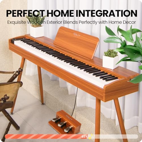Fesley Digital Piano 88 Key Weighted Keyboard: Full Size Electric Piano with Graded Hammer Action for Professional, Dual Stereo Speakers & 3-Pedal