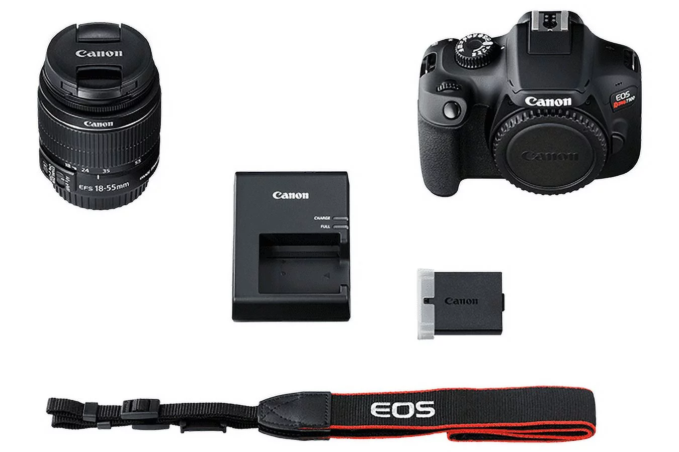 Canon EOS Rebel T100 / 4000D DSLR Camera with 18-55mm Lens + 64GB Memory Card + Case + Card Reader + Flex Tripod + Hand Strap + Cap Keeper + Memory