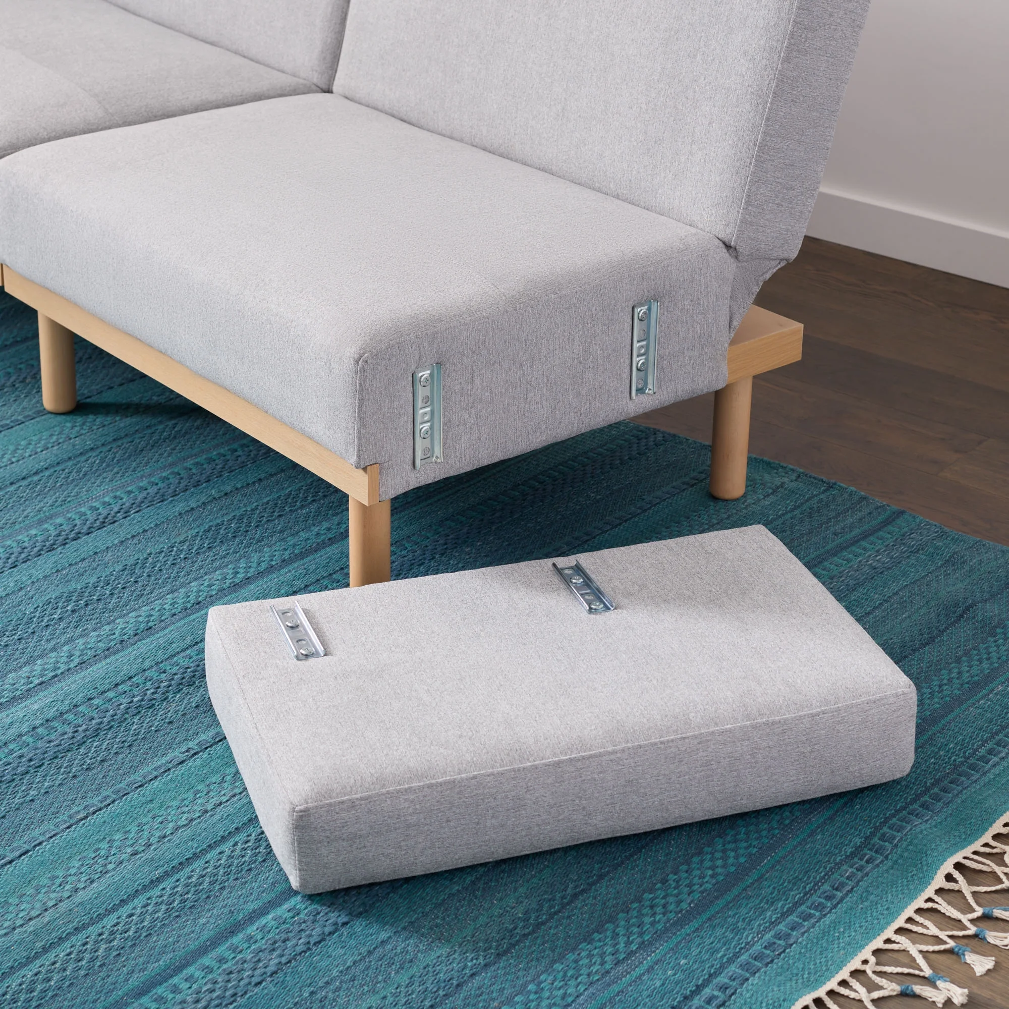 Mayview Upholstered Wood Base Futon, Light Gray