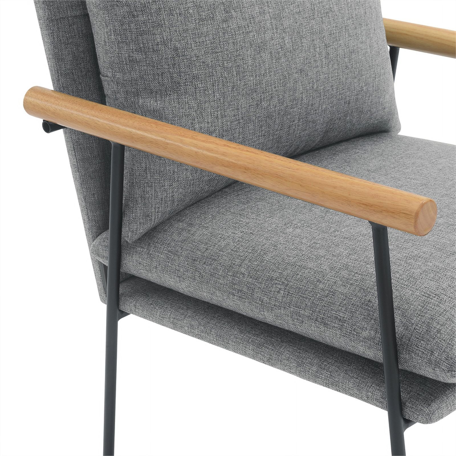 Dutton Armchair in Charcoal Fabric with Natural Arms and Black Sled Base