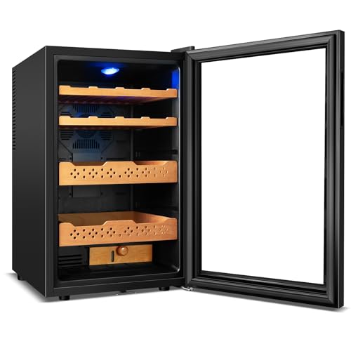Tylza 35L Cigar Humidor Cabinet, 260 Counts Electric Humidors for Cigars with Humidity & Temperature Control, Digital Hygrometer, Spanish Cedar Wood