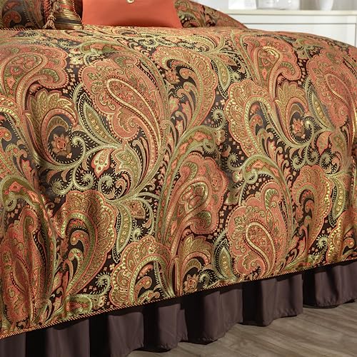 Loom and Mill 9-Piece Jacquard Comforter Sets King, Classic Paisley Design Bed in a Bag, Luxury Vintage Damask Bedding Set with Euro Shams, Bedskirt