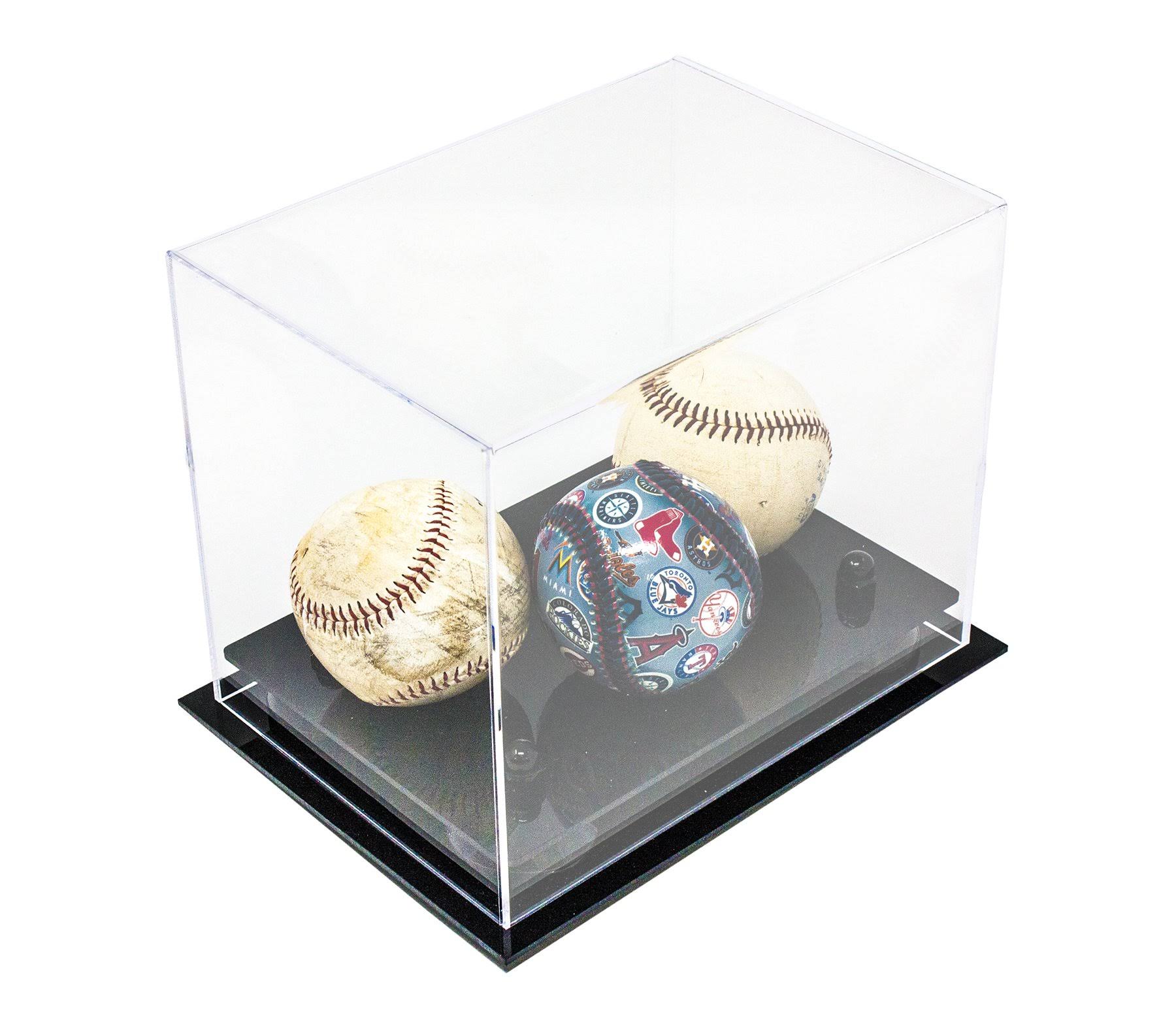 Versatile Deluxe Clear Acrylic Display Case - Small Rectangle Box with Black Risers 8.25 inch x 6 inch x 6.75 inch (a003-br)