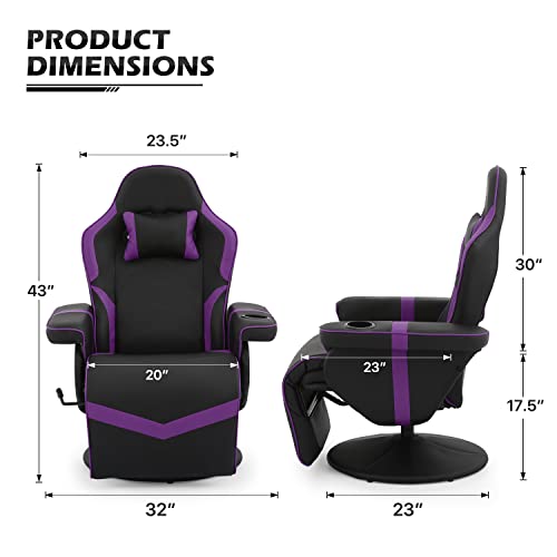 MoNiBloom Video Gaming Chair Racing Style Single Living Room Sofa Recliner with Detachable Headrest