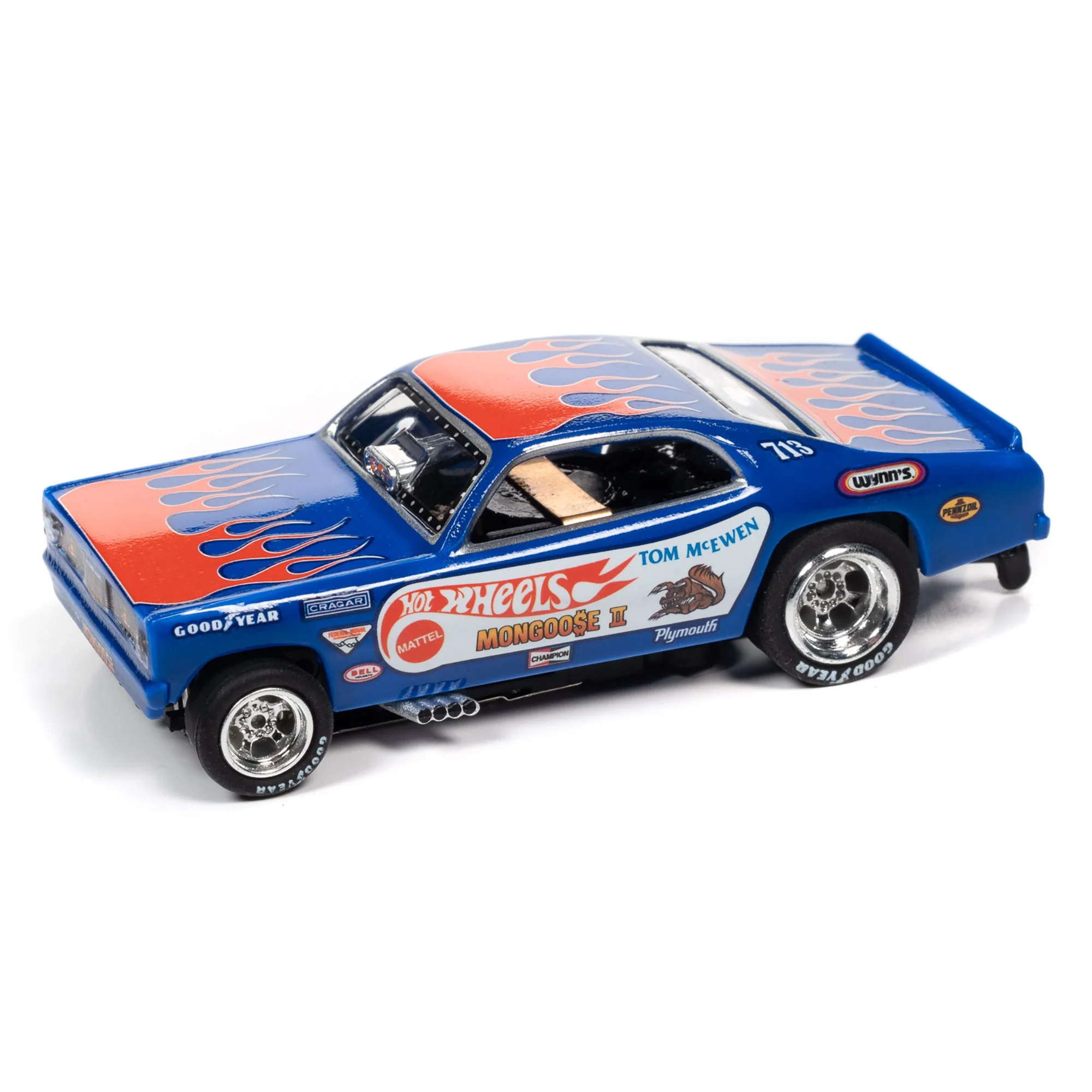 Auto World: Hot Wheels Slot Car Drag Racing Set - Snake II Vs Mongoose II - 13' Dragstrip Set, 2 Variable Speed Funny Cars, Electric Slot Car Track