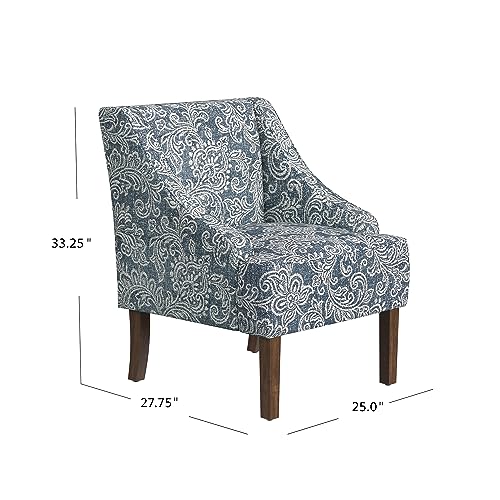 HomePop Velvet Swoop Arm Accent Chair, Suri Blue