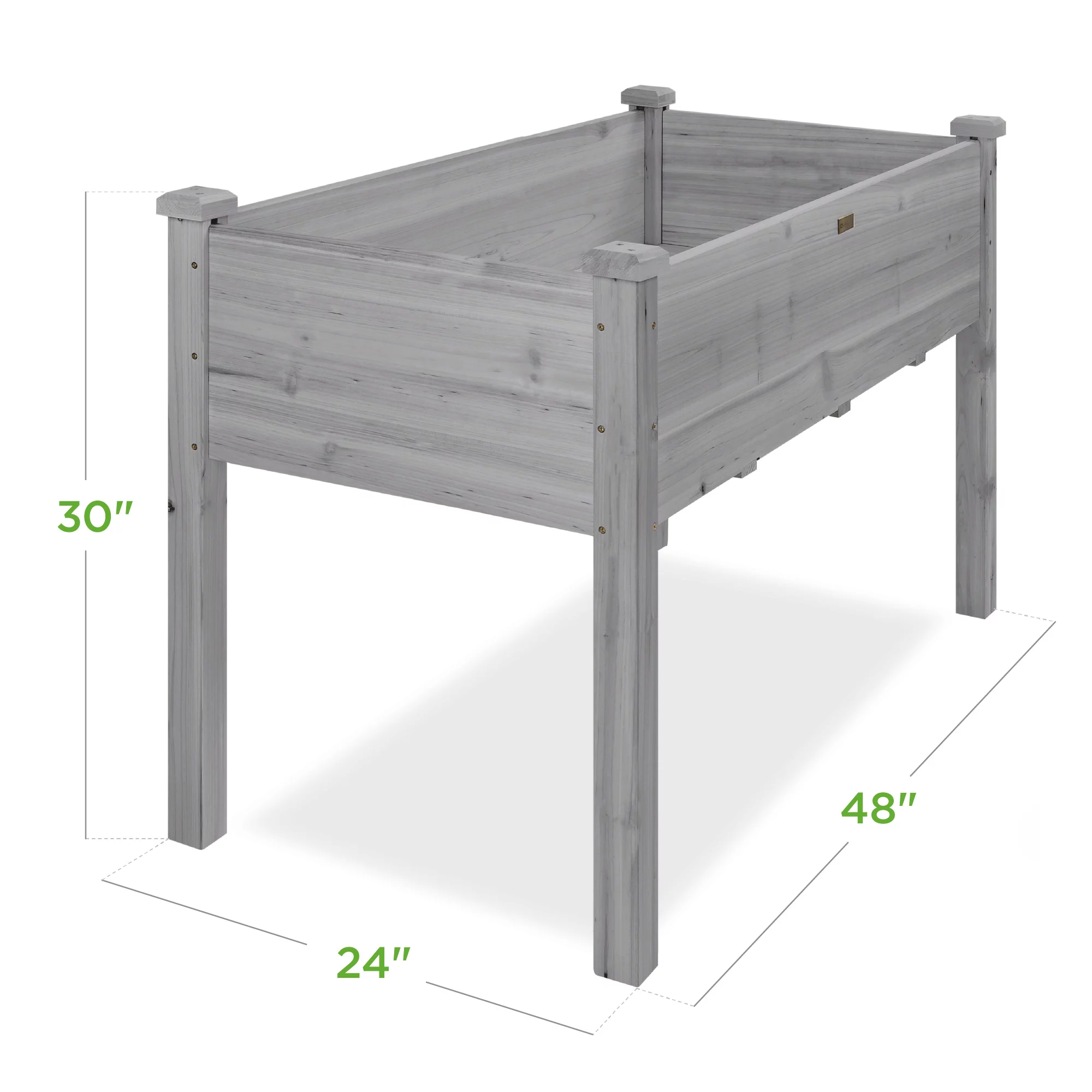 Best Choice Product 48x24x30in Raised Garden Bed, Elevated Wooden Planter for Yard w/ Foot Caps, Liner - Gray - Curated Treasures Market