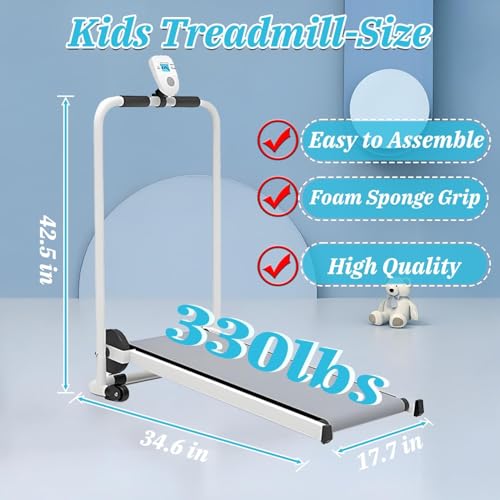 Foldable Kids Treadmill - Self-Propelled Indoor Exercise Equipment for Ages 3-15
