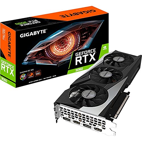 GIGABYTE NVIDIA GeForce RTX 3060 Gaming OC V2 Graphics Card - 12GB GDDR6, 192-bit, PCI-E 4.0, 1837MHz Core Clock, RGB, 2X DP 1.4, 2X HDMI 2.1