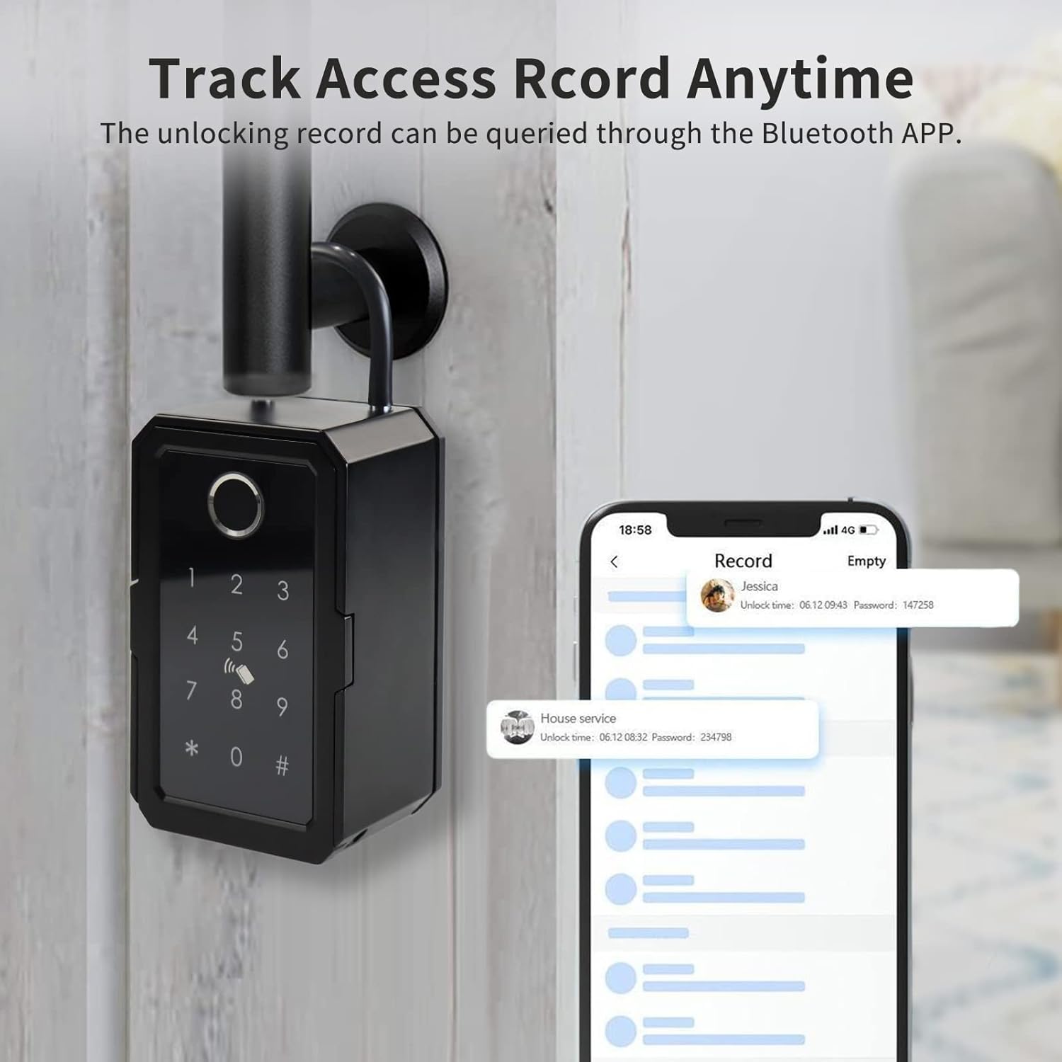 Key Lock Box, Smart Wireless Lock Box with App Remote Access, Large Key Safe for House, Waterproof