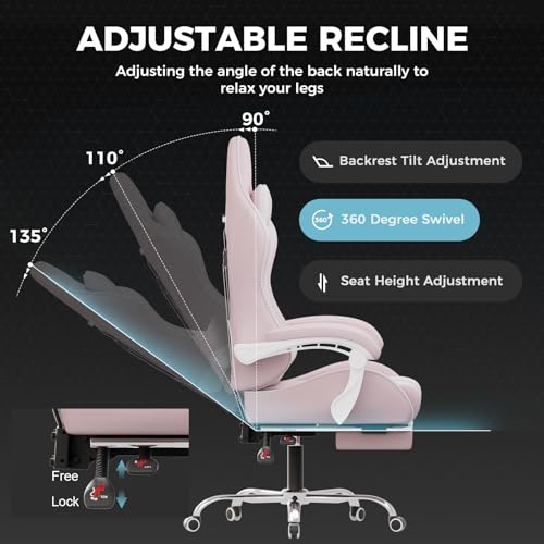 GTPLAYER Gaming Chair, Computer Chair with Footrest and Lumbar Support
