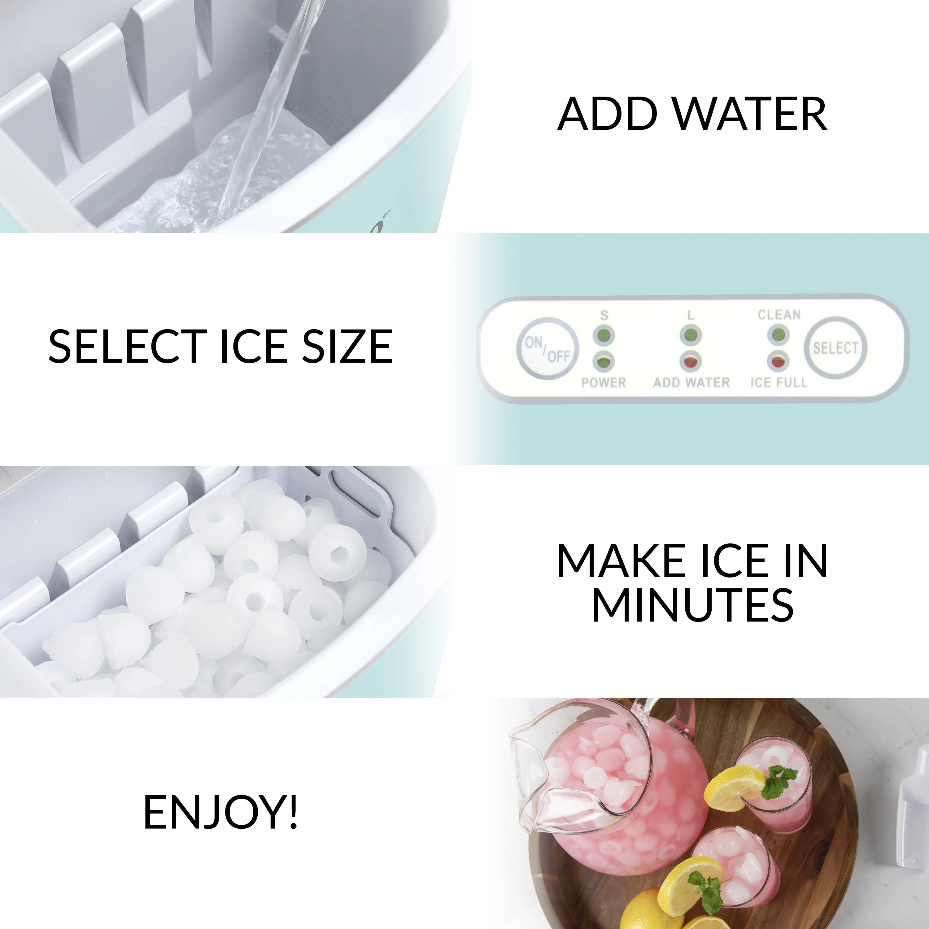 Igloo IGLICEB26HNAQ 26-Pound Automatic Self-Cleaning Portable Countertop Ice Maker Machine With Handle, Aqua