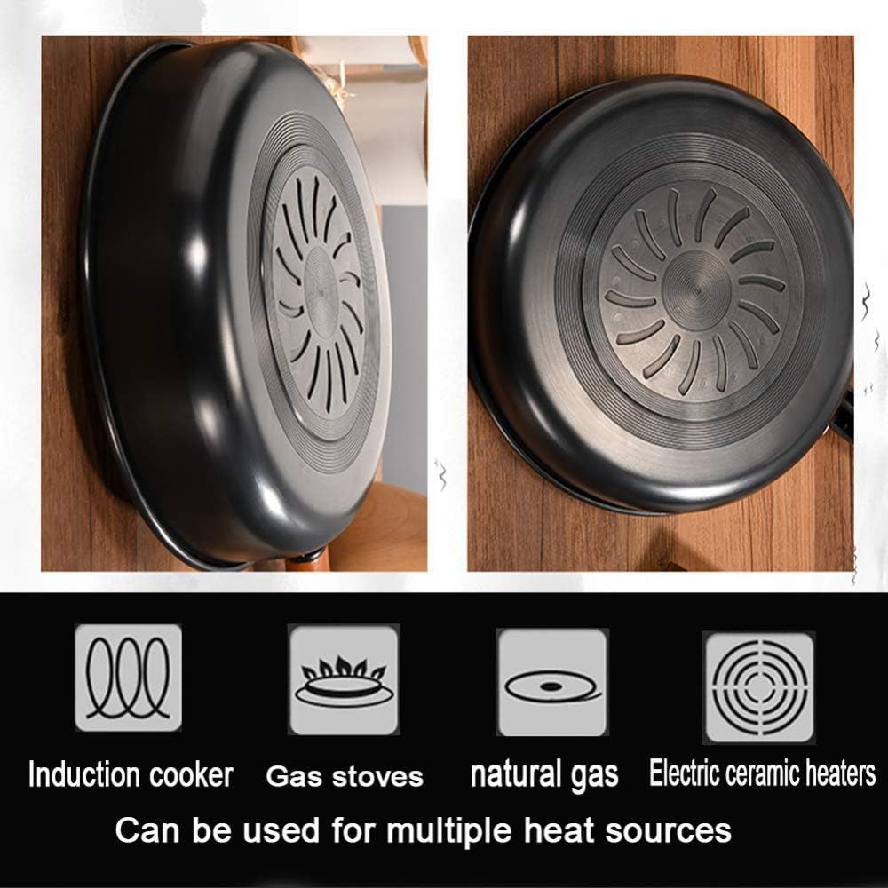 Pans,Frying Pan,Cookware,Uncoated fine Iron Frying pan nonstick Mini Frying pan with Sturdy Wooden Handle, Suitable for All Gas