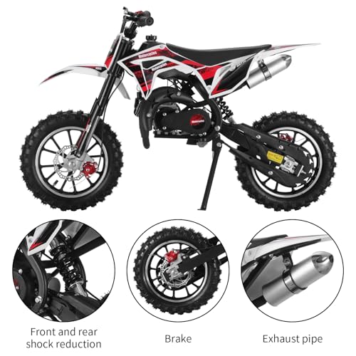Kids Dirt Bike,50CC 2-Stroke Dirt Bike For Kids,Gas Powered Off-Road Mini Bike with Front & Rear Disc Brake
