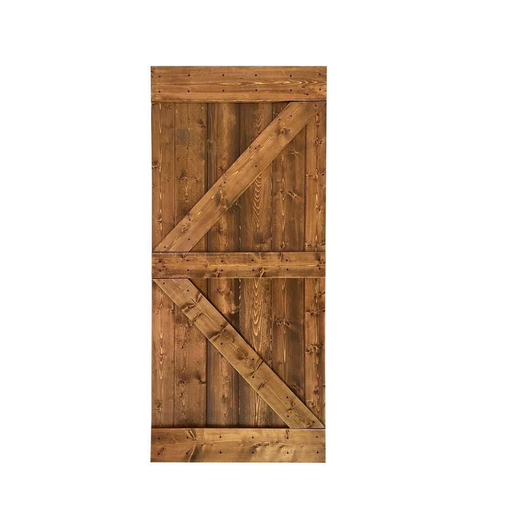CALHOME K Series Stained Solid Pine Wood Interior Sliding Barn Door - Carbon Gray - 42 x 84