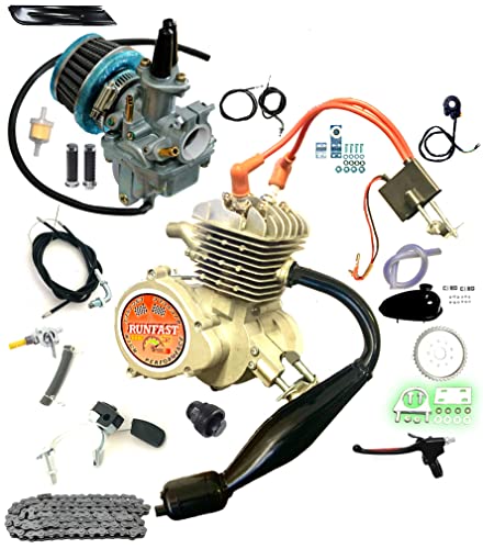 High Performance Bicycle Engine Kit with Advanced Power Pipe and CNS Super Carburetor for Motorized Bike Complete Do it Yourself Kit