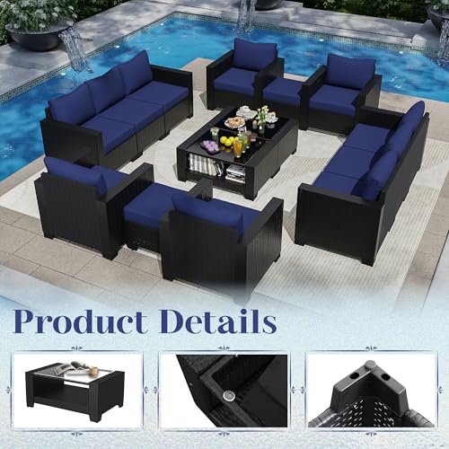 KIGOTY Patio Furniture Set 7 Pieces Conversation Sets, Outdoor Sectional Sofa
