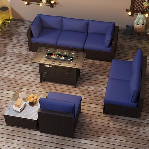 KIGOTY Patio Furniture Set 7 Pieces Conversation Sets, Outdoor Sectional Sofa