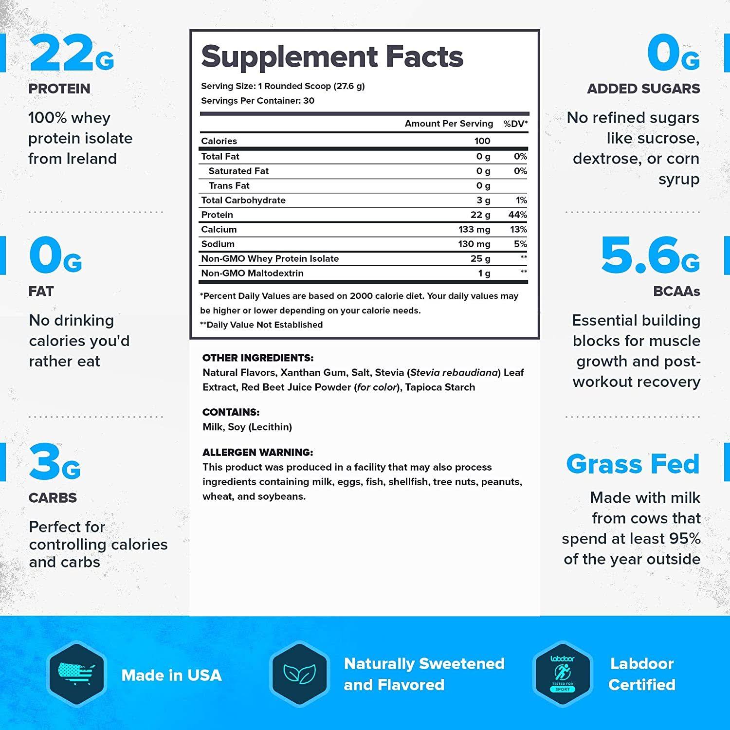 Legion Whey+ Strawberry Banana Whey Isolate Protein Powder from Grass Fed Cows -