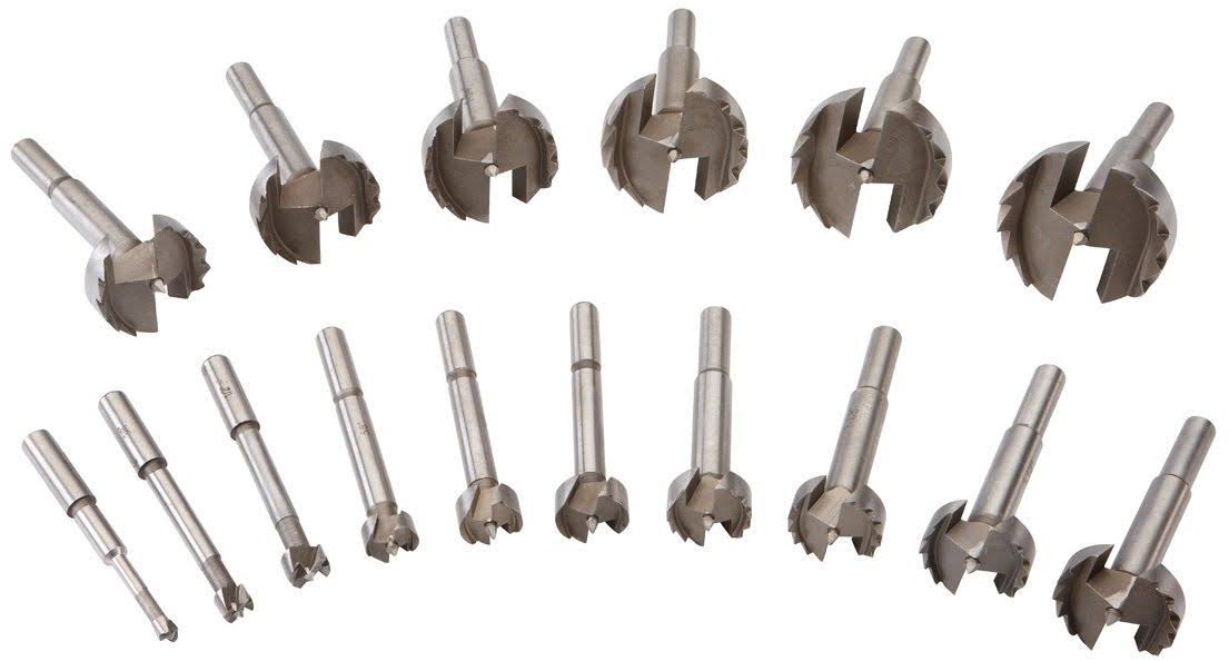 Warrior 39812 16 Piece Forstner Bit Set with Red Wood Carrying CASE; High Carbon Steel, Harden
