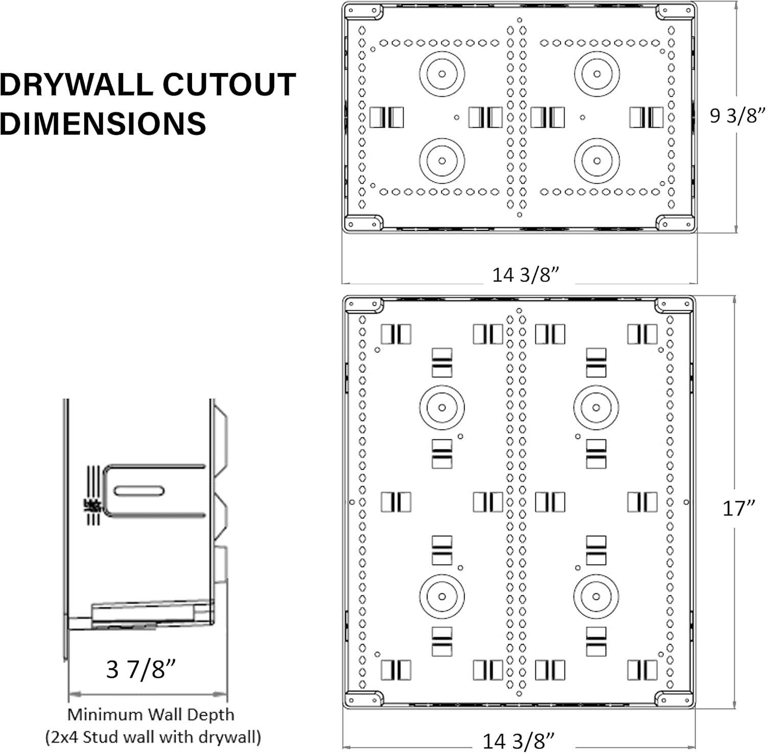 Legrand - OnQ Cable Management, Structured Media Enclosure, in-Wall Enclosure, TV Home Theater Box, Recessed Storage Box, Dual Purpose, 17 Inches